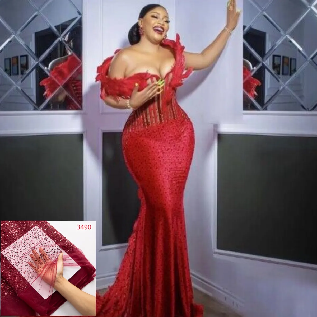 French Mesh Lace Fabric With Sequins 2023 Newest African Beads Lace Fabric for Women Wedding Party Dresses Sewing 3490