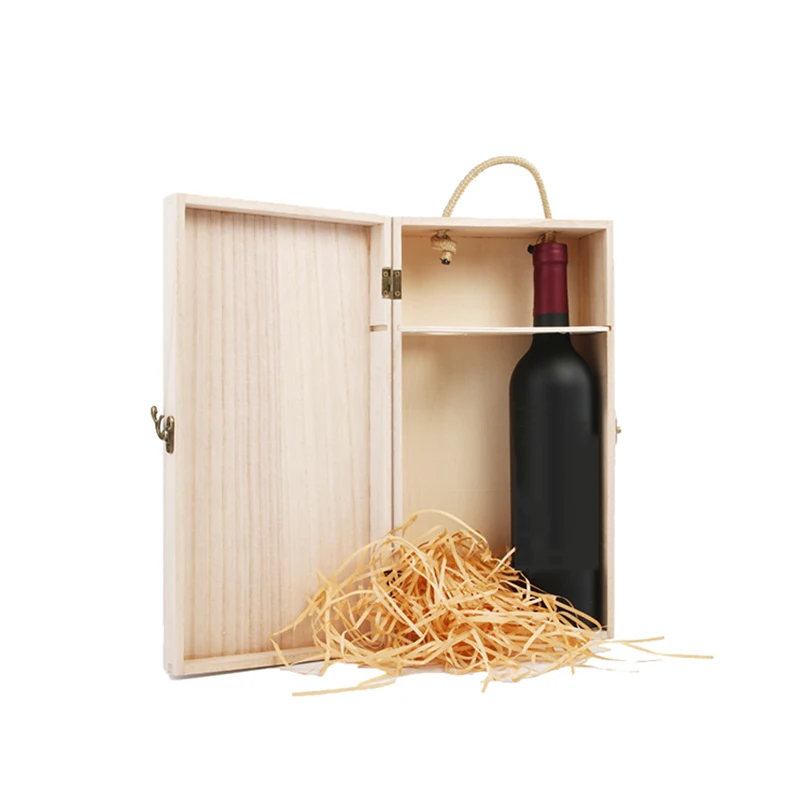 Custom Luxury Wood Gift Box Wooden Wine Box Natural Wood Box with Sliding Lid  for Wine