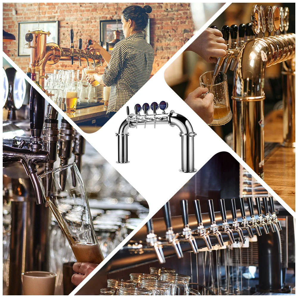 Beer Kegerator Dispenser U Type 4 Tap Beer Tower Column Draft Keg Beer Font