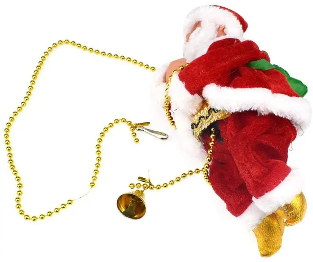 Electric Animated Climbing Santa Claus Christmas Ornament On Rope Ladder Hanging Creative Decoration