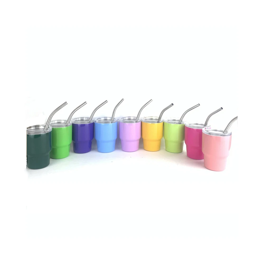 2oz Mini tumbler sublimation shot glass with lid metal tumbler with straw lid mini tumbler USA Hot sale
