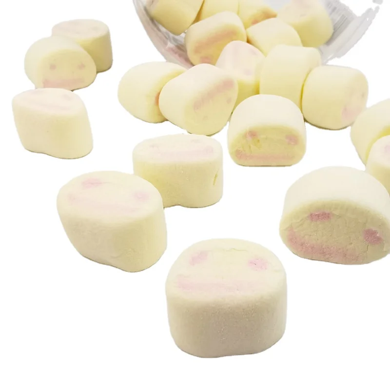 Column Shaped Red White Marshmallow Candy