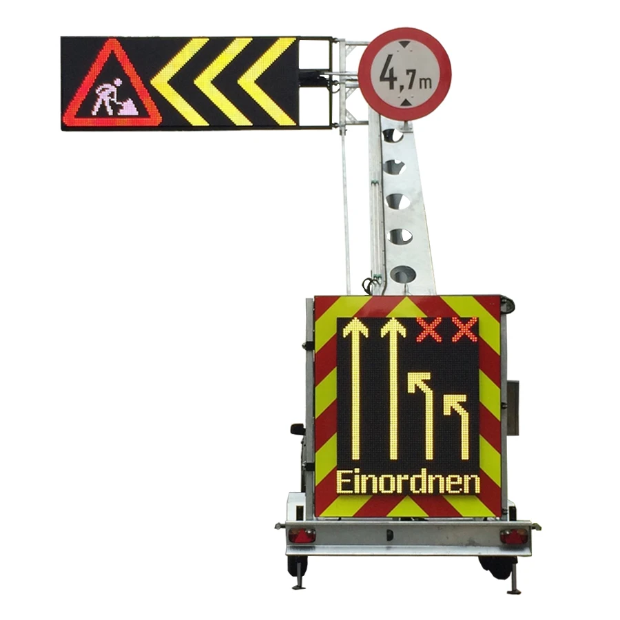 P20 solar powered Mobile Variable Message Sign VMS Trailer Portable led display full color screen remote control