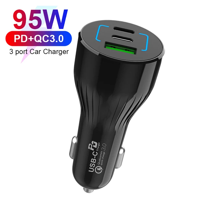  Автомобильное зарядное устройство USB 95 Вт с несколькими портами QC3.0 и PD3.0 для мобильных телефонов/ноутбуков быстрая