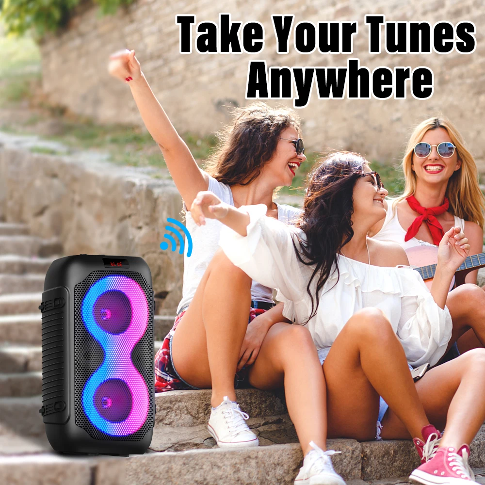 Altavoz Good Quality Portable Small Wireless Bluetooth Dual 4inch DJ Party Karaoke Heavy Bass Woofer Speaker