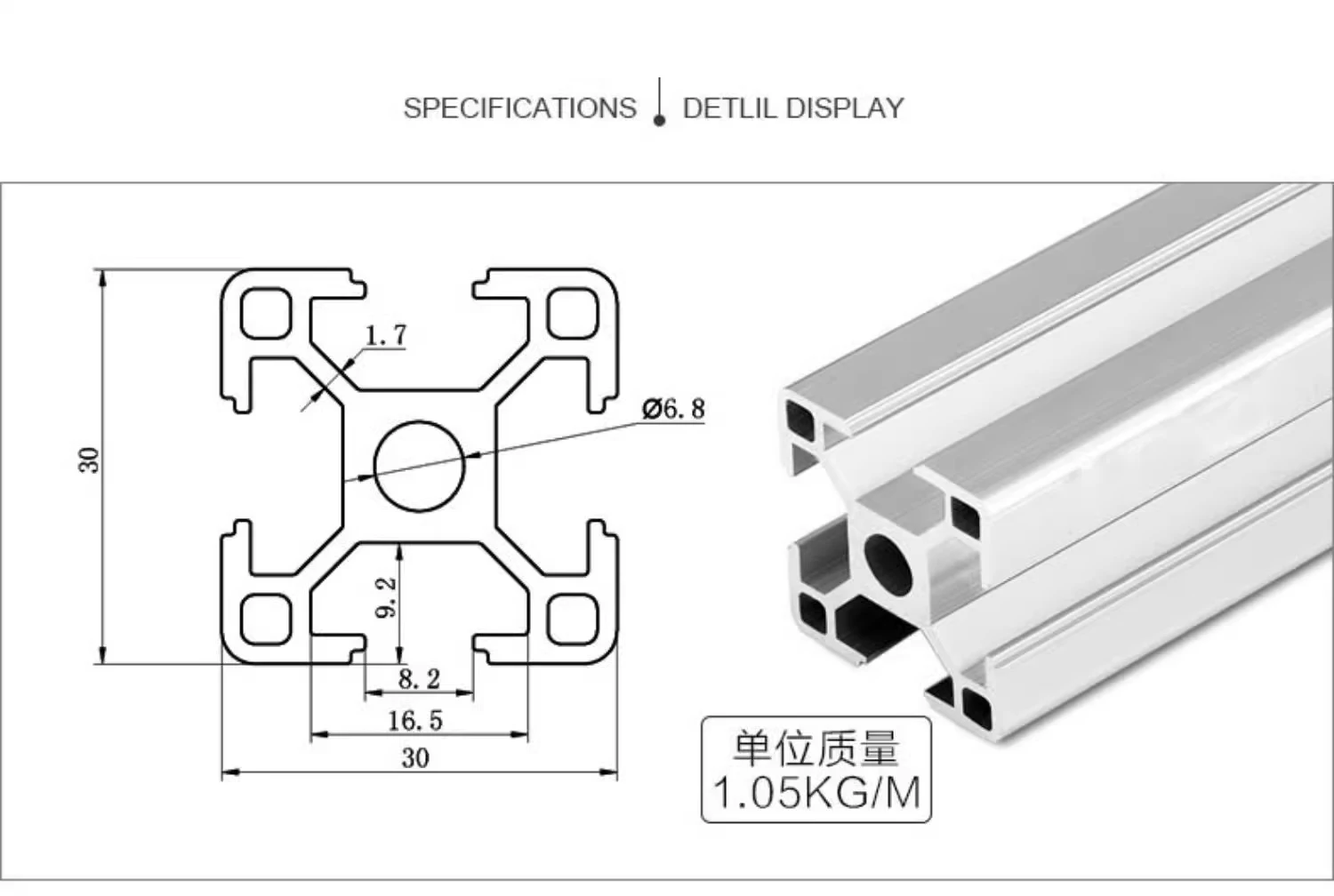 t silver import type (anodized) perfil 3030 aluminum profile extrusion lift elevator support