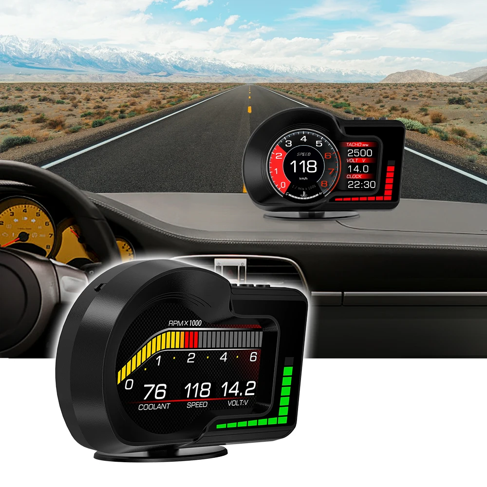 F15 HUD Head Up Display Car OBD2+GPS system with 5 interfaces+8 color lights+3 Languages+EUOBD Overspeed Warning for all cars