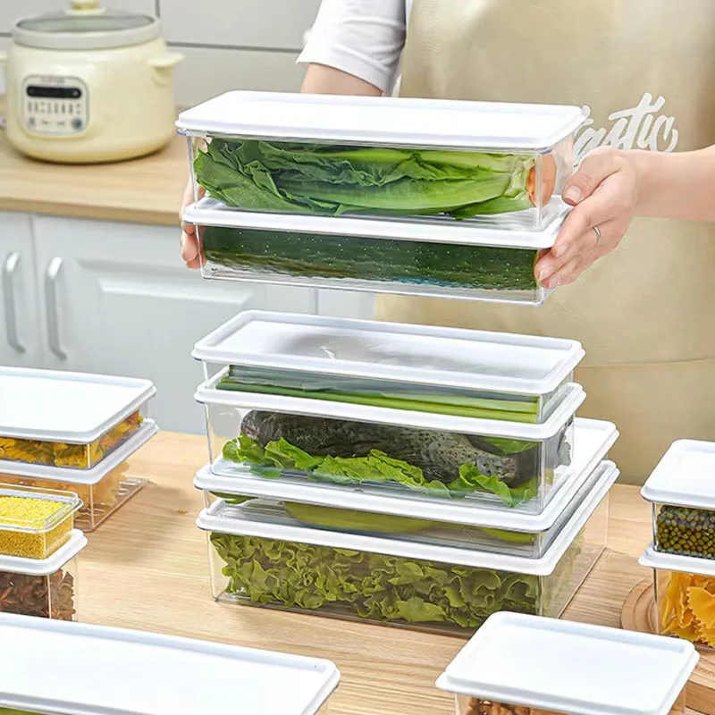 Кухонные аксессуары для дома кухни Штабелируемый Пластиковый Контейнер Для Хранения растительных пищевых продуктов набор контейнеров