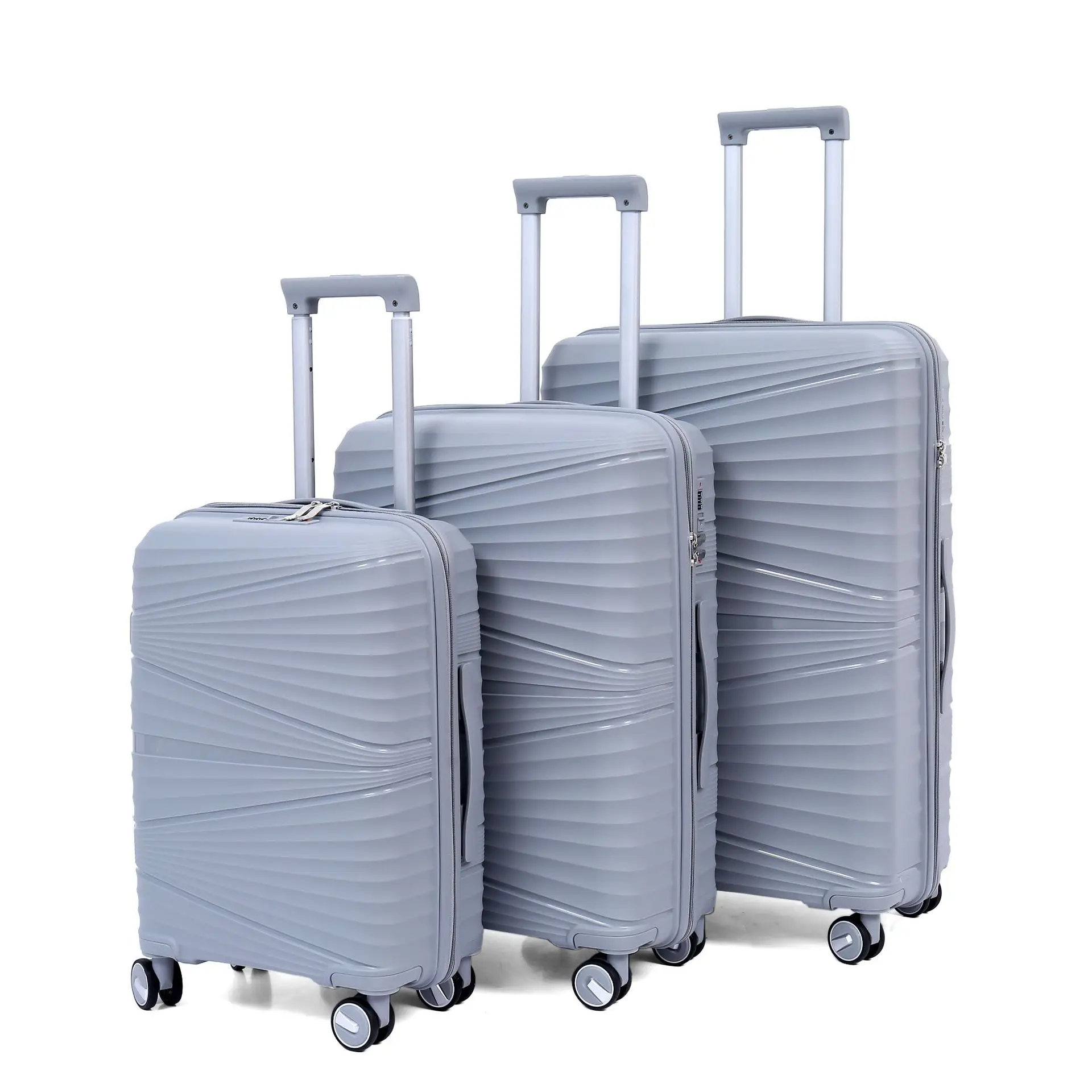 Fashionable Made in China high strong flexibility pp hard trolley luggage suitcase set
