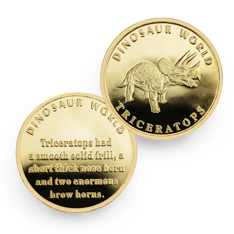 Custom Souvenir Gold Silver Plated Commemorative Dinosaur Panda Animal Coin