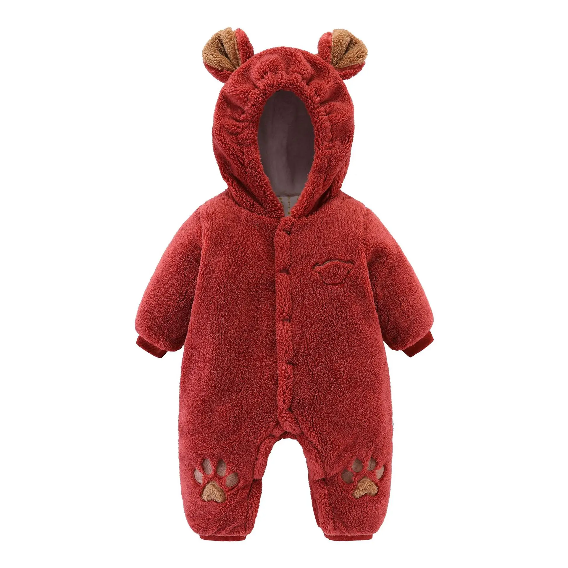 Infant Clothes Newborn Baby Romper Animal Baby Girl Bear Ear Outwear Hooded Romper Winter Warm Soft Baby Jumpsuit