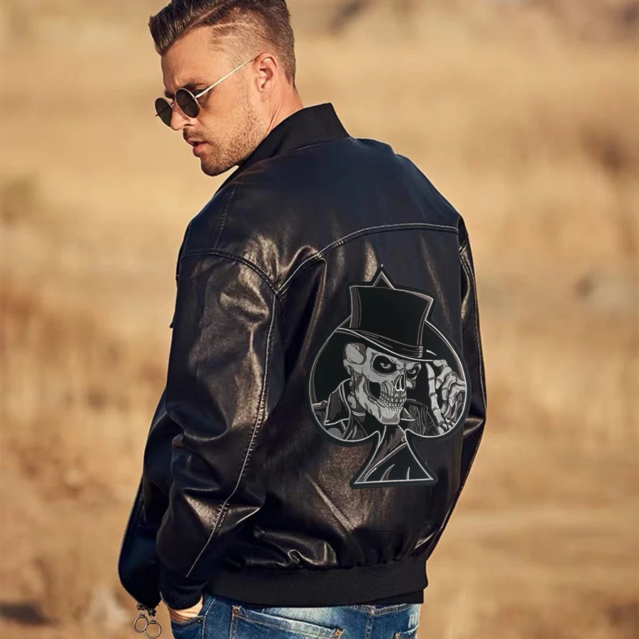 Skull Top Hat Spade Jacket Back Patch Emblem Biker Vest Punk Rockabilly Applique Iron On