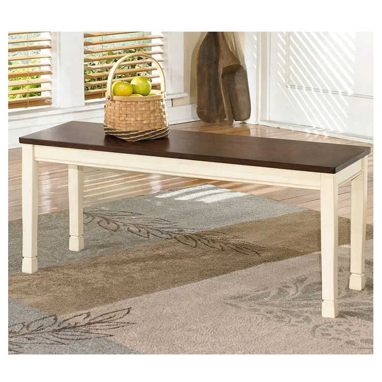 Dining Room modern wooden Bench in Brown and Cottage White