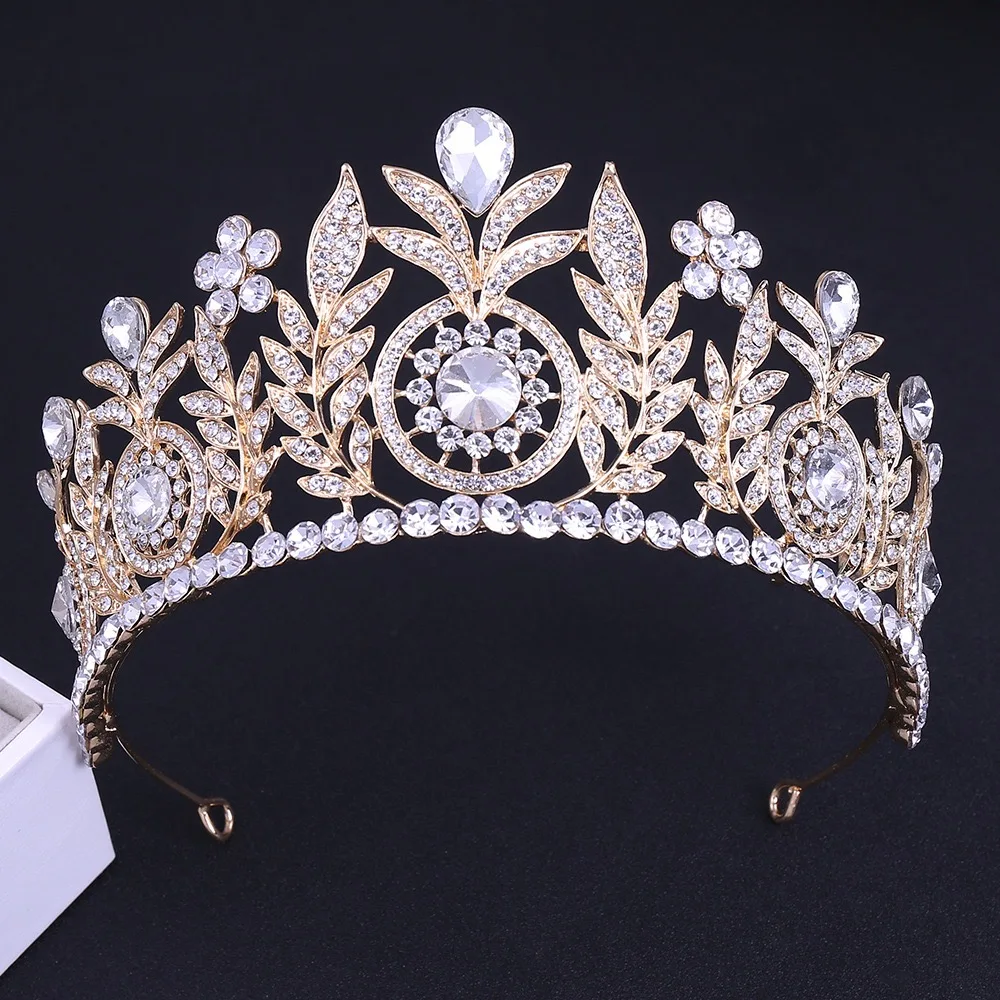 Wholesale Top Quality Vintage Baroque Queen Crown Luxury Crystal Rhinestone Royal Princess Tiara for Women Girls  Teens