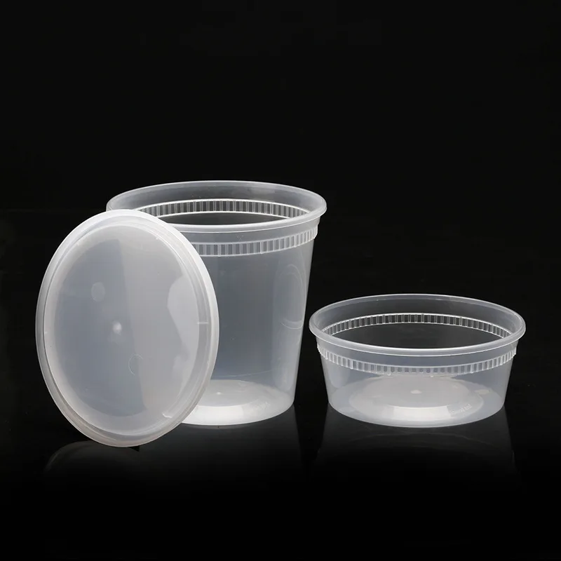 Safe round and square lunch box food containers plastic takeaway with cover