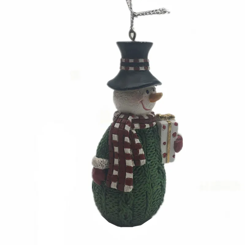 
Christmas Decoration Green Wool Scarf Hanging Snowman Statue Decorative Ornament Sculpture 