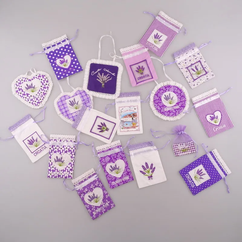 small sachet bag with lavender design embroidery