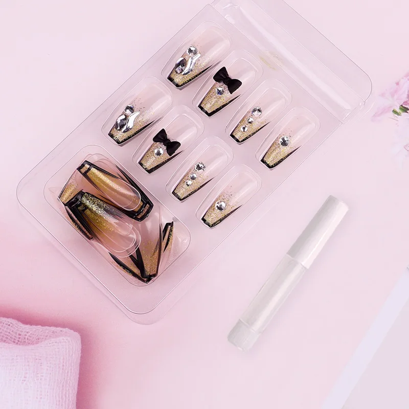 Wholesale Acrylic Long Square Oval Artificial Fingernails Almond Handmade French Nail Supplies Press On Nails At Home Salon