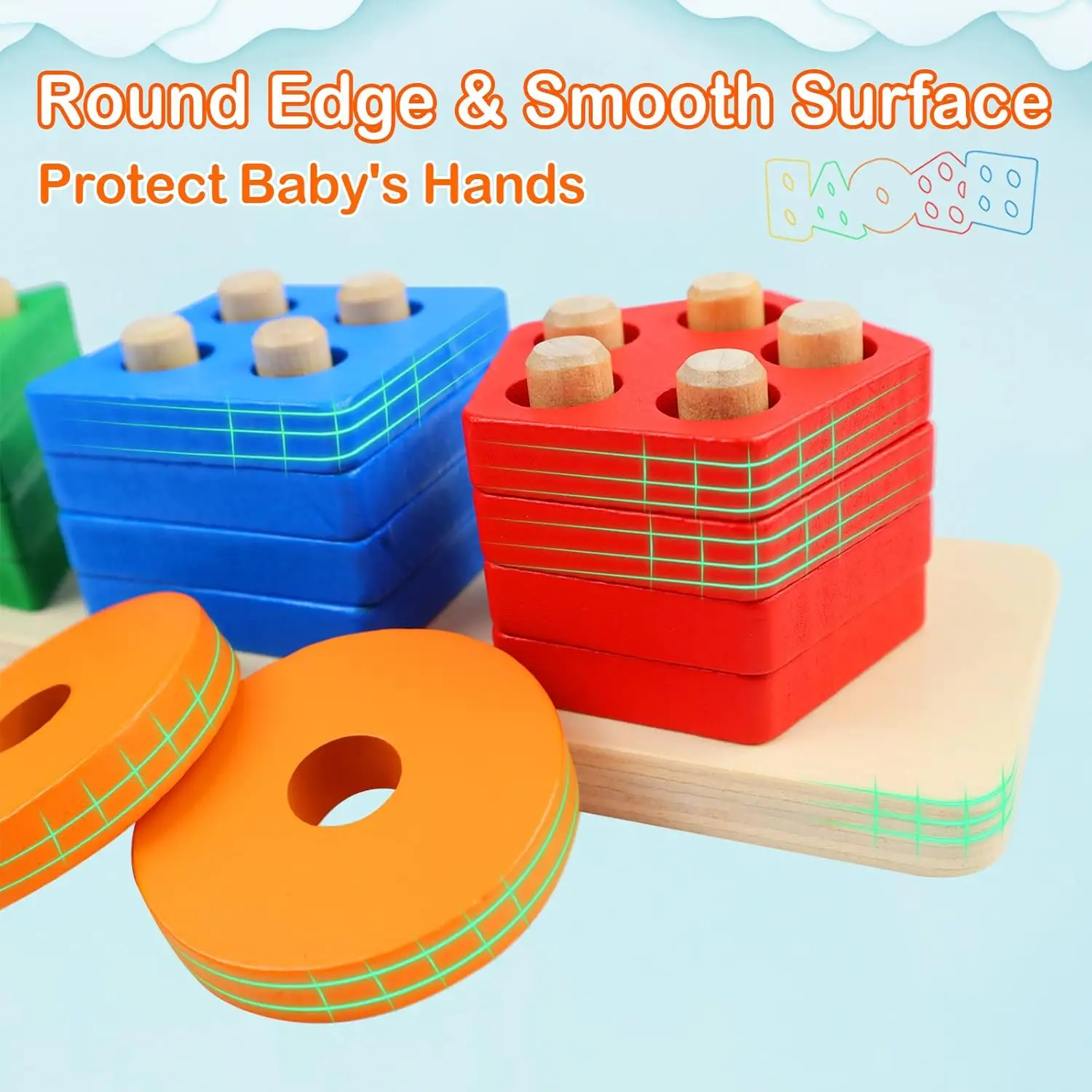Wooden Sorting & Stacking Toys for Toddlers and Kids Preschool, Educational Toys,Color Recognition Shape Sorter,Learning Puzzles