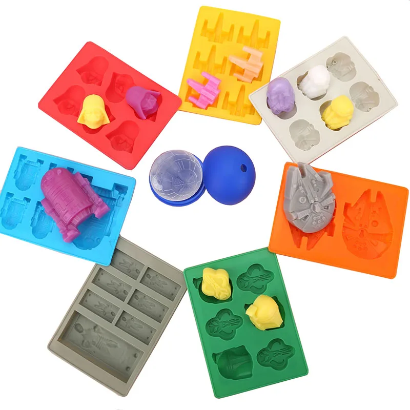 Hot Sale Set Of 8 Planet Shape Star Reusable Wars Easy Release Silicone Fun Ice Cube Tray