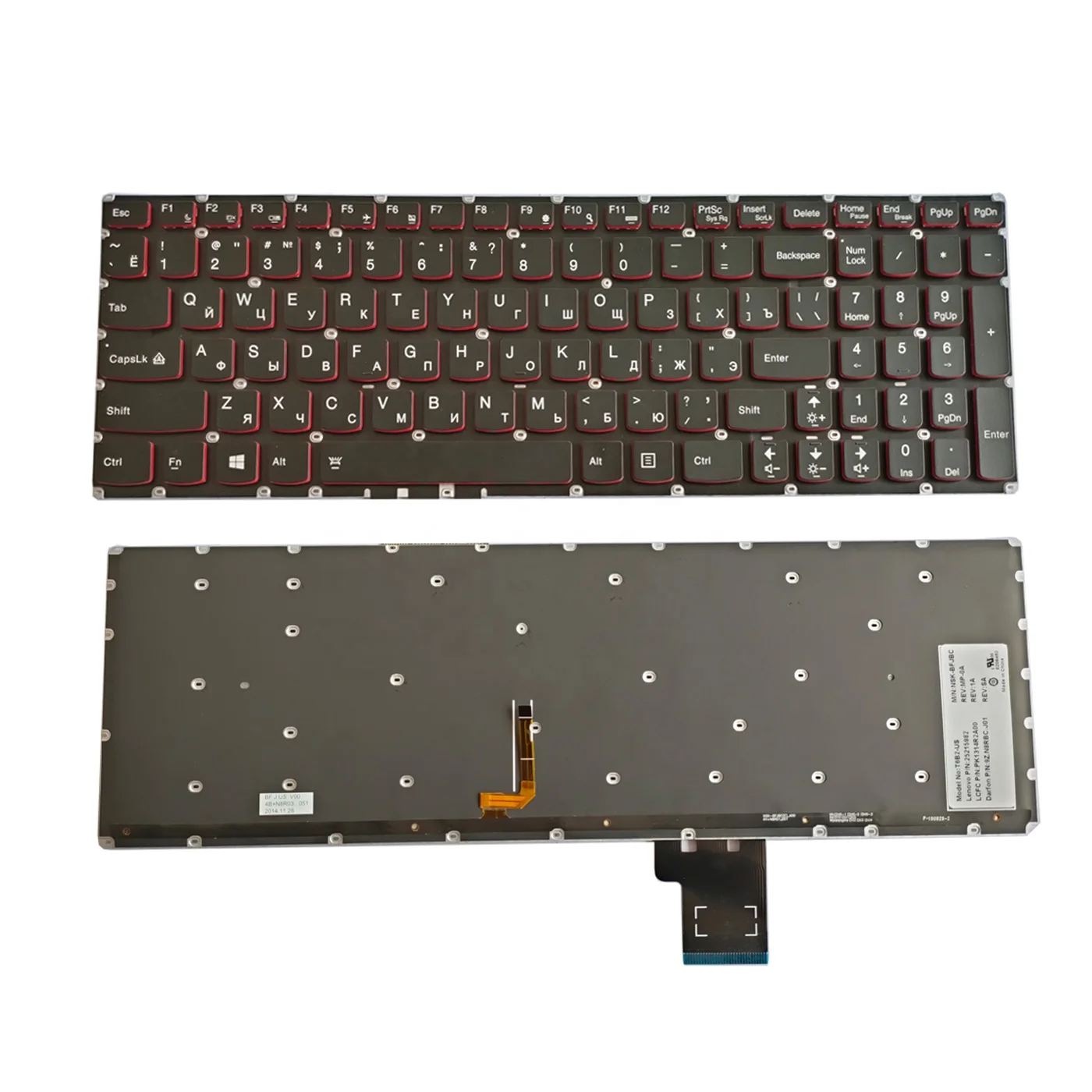 RU Клавиатура для ноутбука Lenovo Y50-70 Y70-70 клавиатура красной подсветкой без рамки
