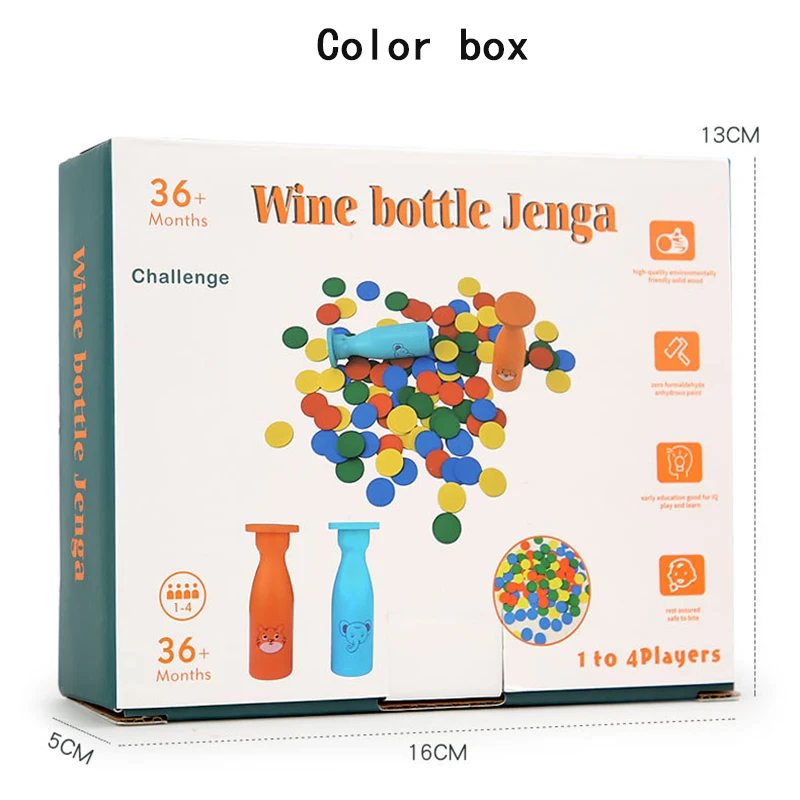 educational wooden bottle challenge stacking balance game wooden colorful round building blocks folding toy for kids