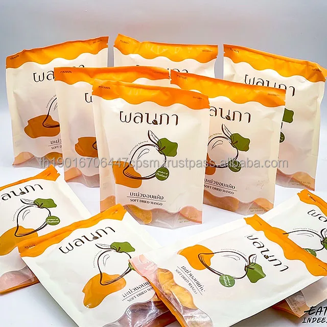 Soft Dried Mangoes Natural Sweetness Normal or Small Bite Size 80 G/Bag Product from Polnapa Mangoes Brand