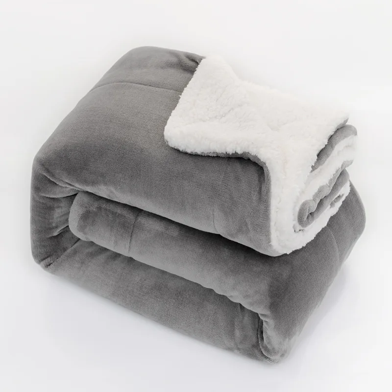 Polyester Solid Soft Color Sherpa Fleece Blanket Modern Korean Style Woven Microfiber Fabric Single Size Plush Blanket