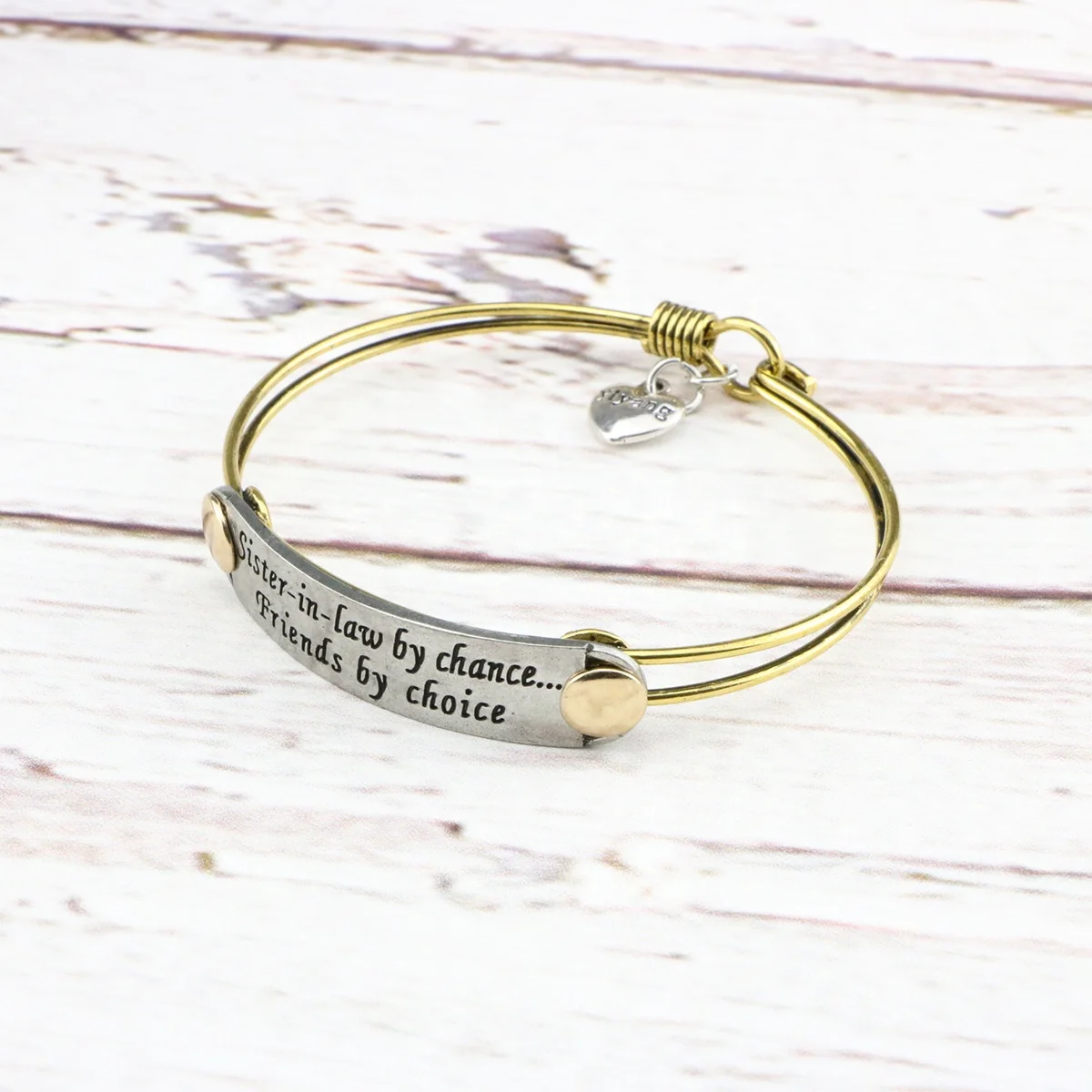 Joycuff  Women Charm Jewelry Positive Inspirational Metal Ring Twist Heart Bracelet