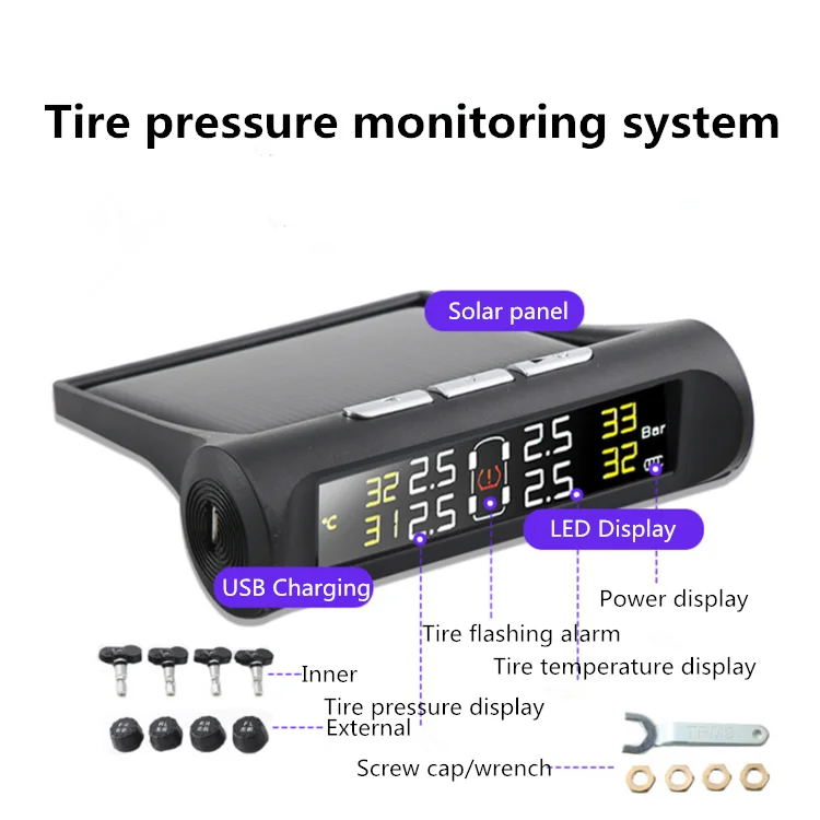 
Smart solar universal tire pressure monitoring system tpms sensor tire pressure monitoring wireless internal external 
