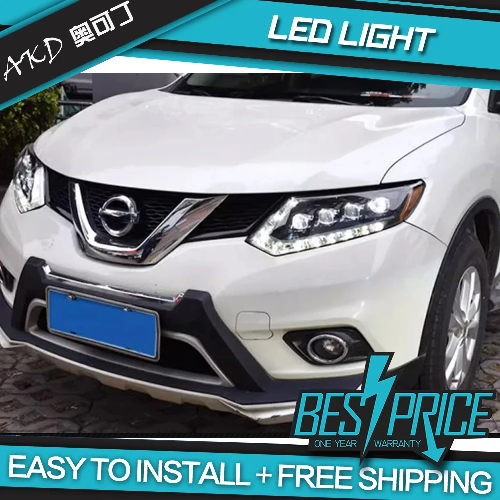 AKD Car Styling for Nissan X-trail Headlights 2014 Rouge LED Headlight Orignal Design DRL Hid Option auto Accessories