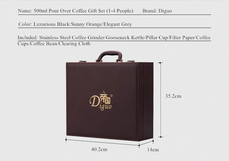 Hot sale Coffee Gift Boxes Barista Accessories V60 Dripper Set Filter Cup Manual Grinder Coffee Kettle Pot Coffee Tea Sets