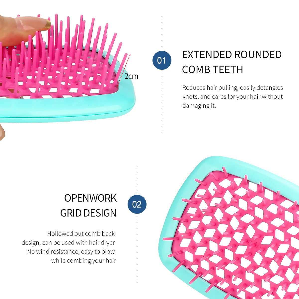 hot selling item Scalp Massage Fluffy Shaped Hollow Comb Hollow massage mesh comb Hair Dry Wet Dual-Purpose Hair Mesh comb