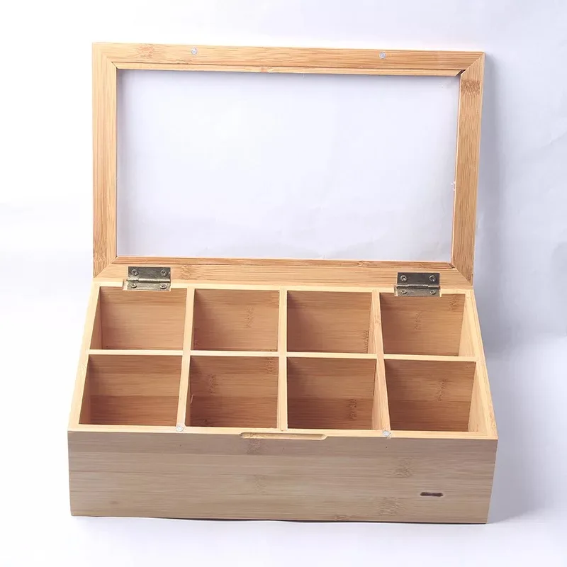 
Wholesale Reusable Eco Friendly Glass lid natural bamboo essential oil wooden tea box coffee wood spice storage holders 