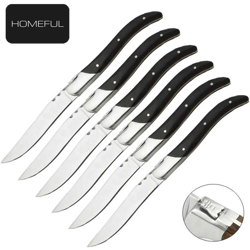 Classic laguiole knife stainless steel steak knife with pakka wood in MDF gift box