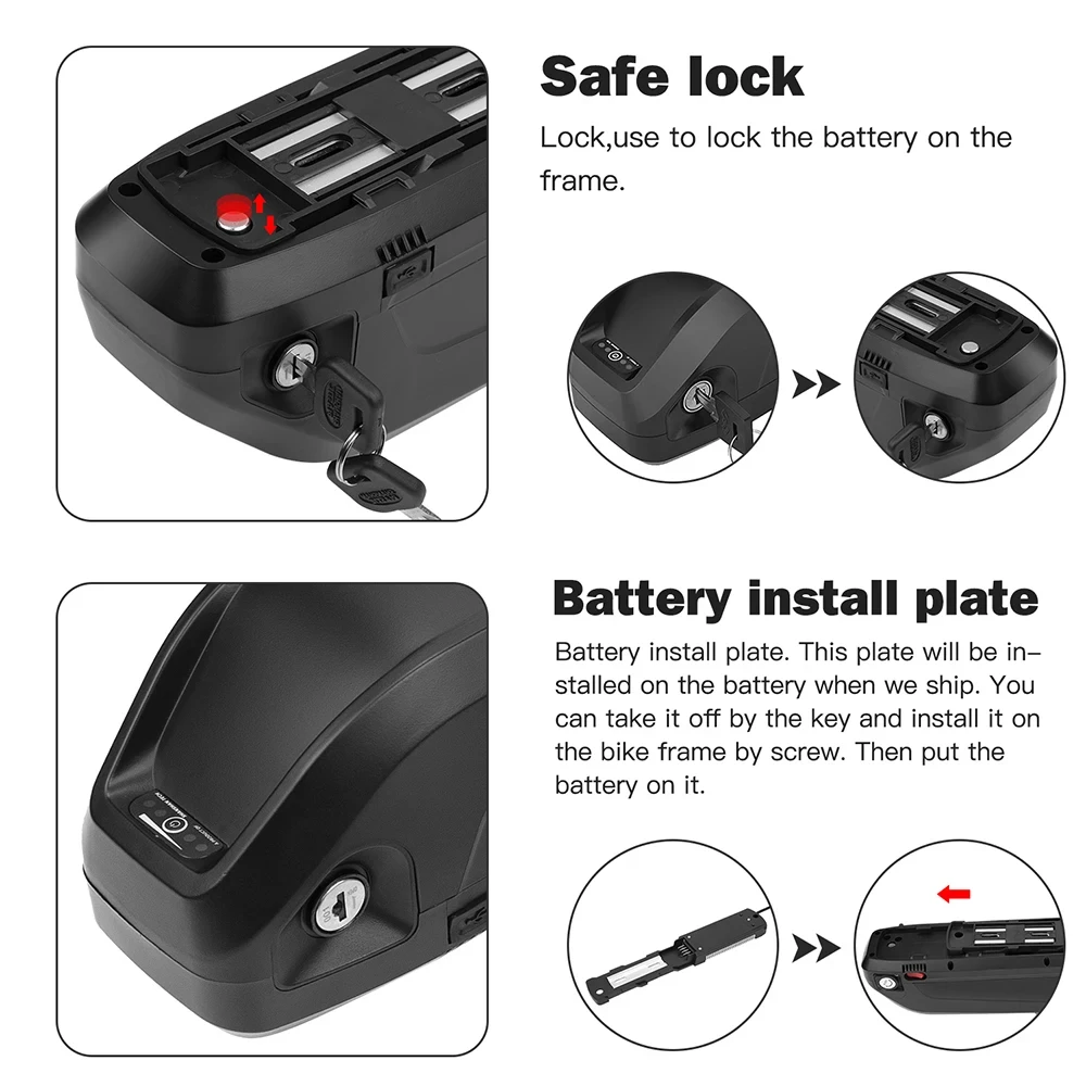 High Quality 36V 48V 52V Electric Bicycle Lithium 18650 21700 Cell Rechargeable Ebike Battery