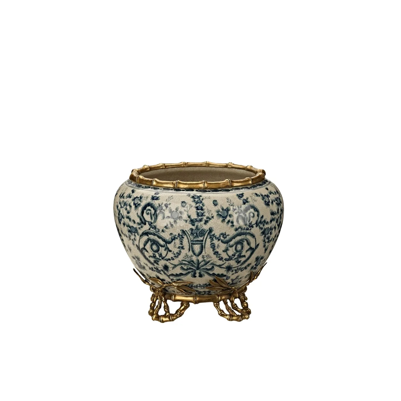 High Quality Angel Vase Large Hand Painted  Ceramic Art Vase Blue & White Porcelain Vase  With Birds And Flowers