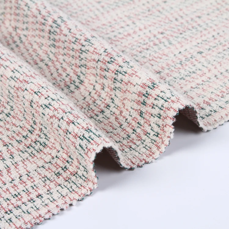 Elegant colorful yarn dye check knit jacquard hacci fabric for spring women coat garments luxury brand 2020 tissues