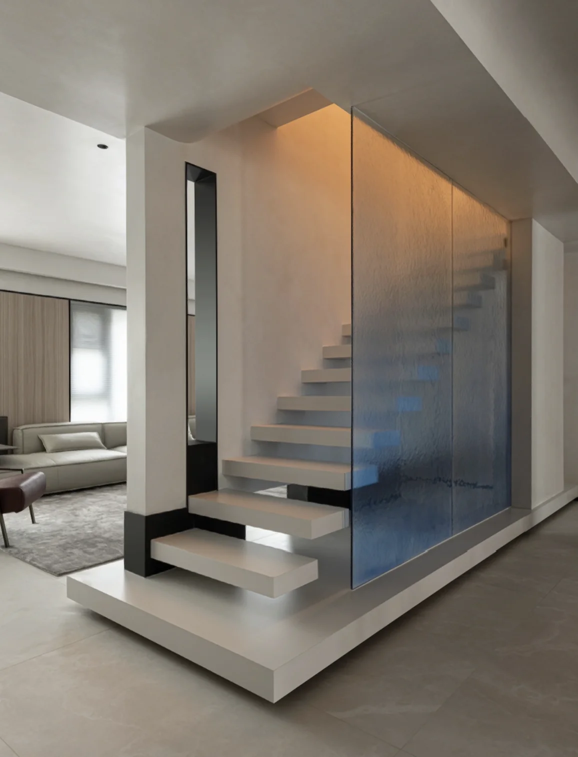 ECT 2023 Building Code Wood Tread Modern Staircase Floating Stairs
