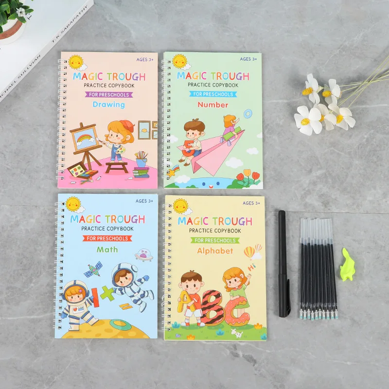 CL872 Reusable Magic Ink Practice Copybook For Kids Child Book Printing Books English Groove Calligraphy Exercise Book