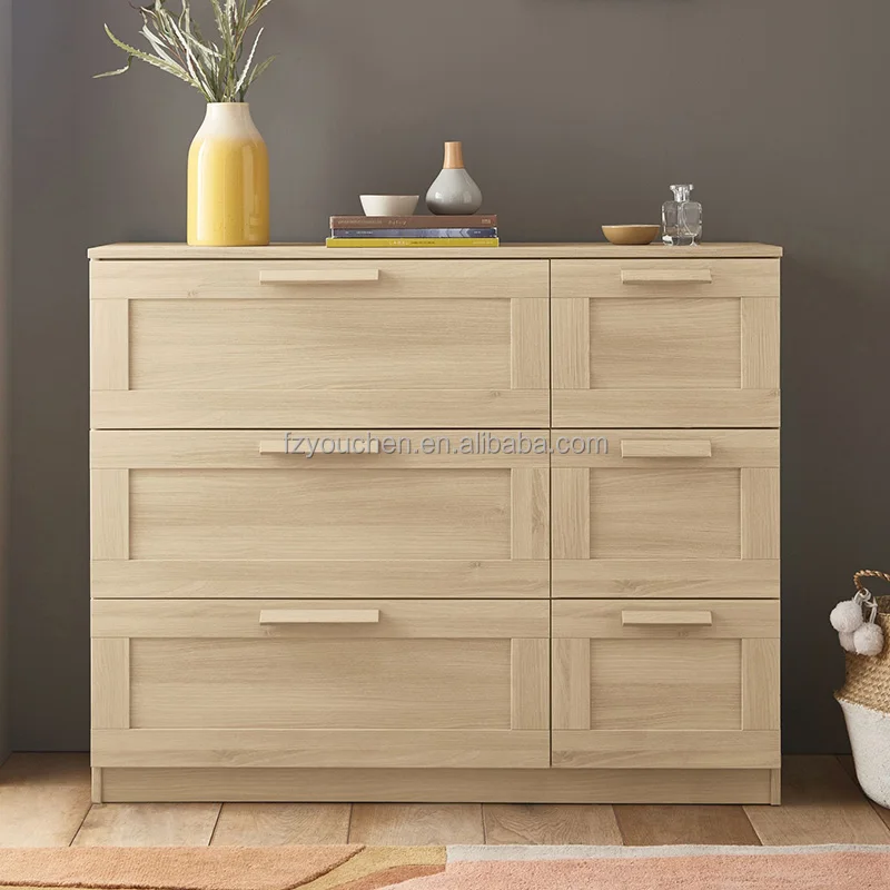 Oak wood modern 2 drawer console table