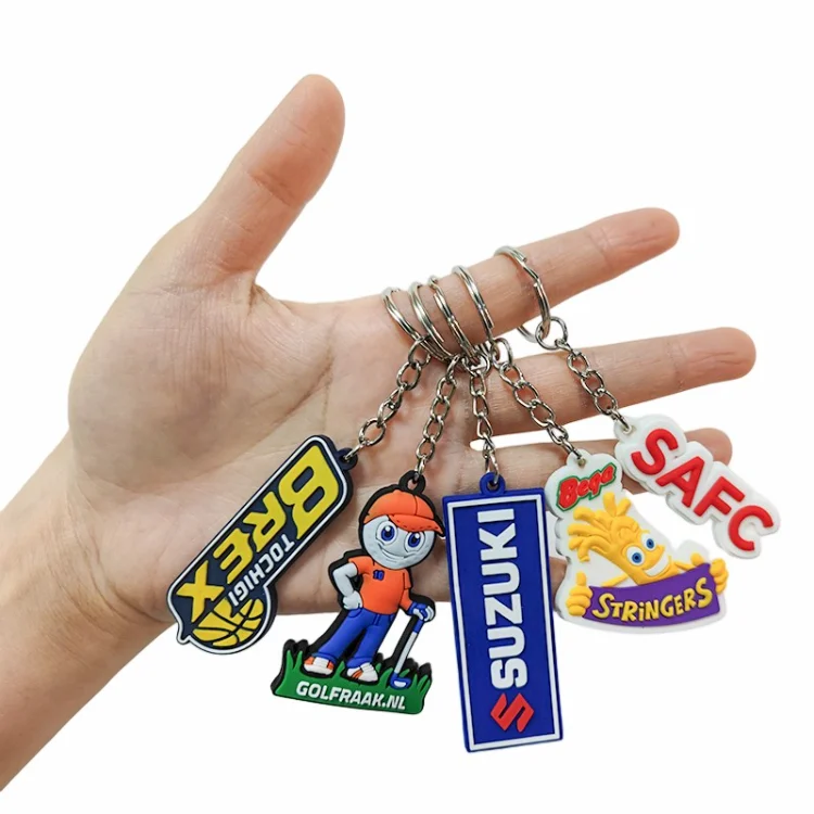 Custom Logo 2d embossed Rubber Soft Pvc 3d Print Promotional Keychains Car Keyring Personalized Customized Brand PVC Key Chain
