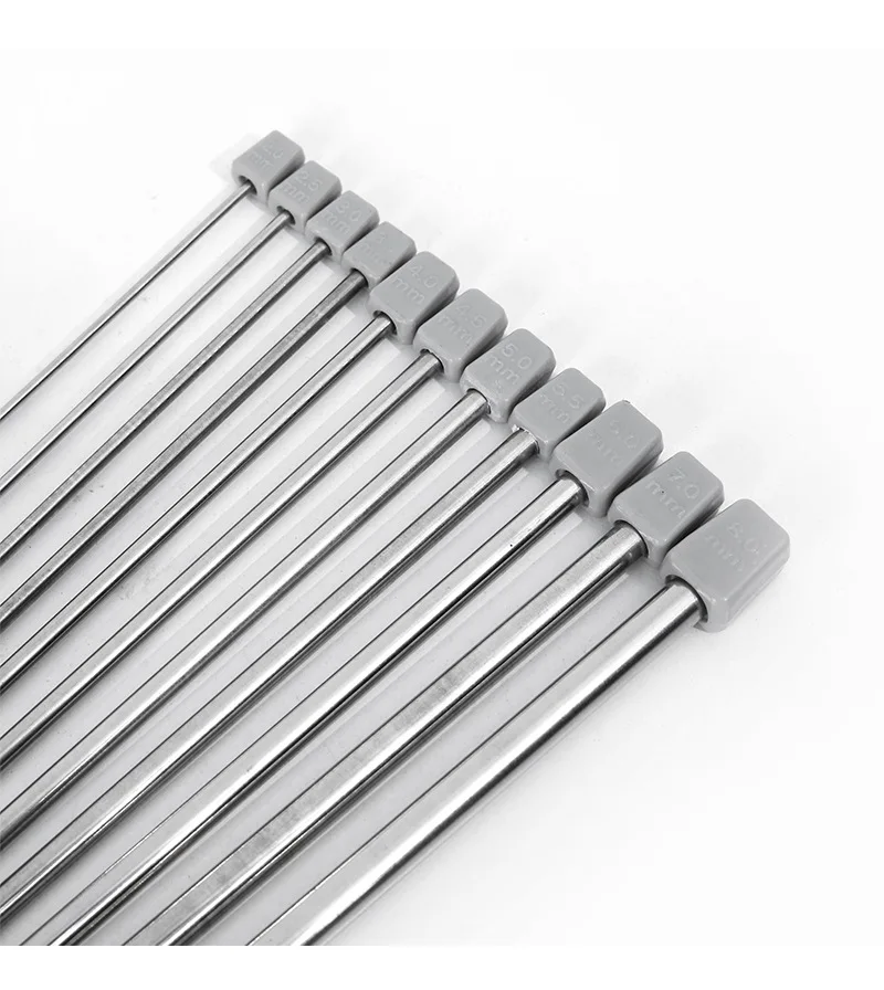 11pcs Knitting Needles Set 2.0-8.0mm 25/35cm Straight Single Pointed Stainless Steel Sweater Needles Set  Knitting Needle Set