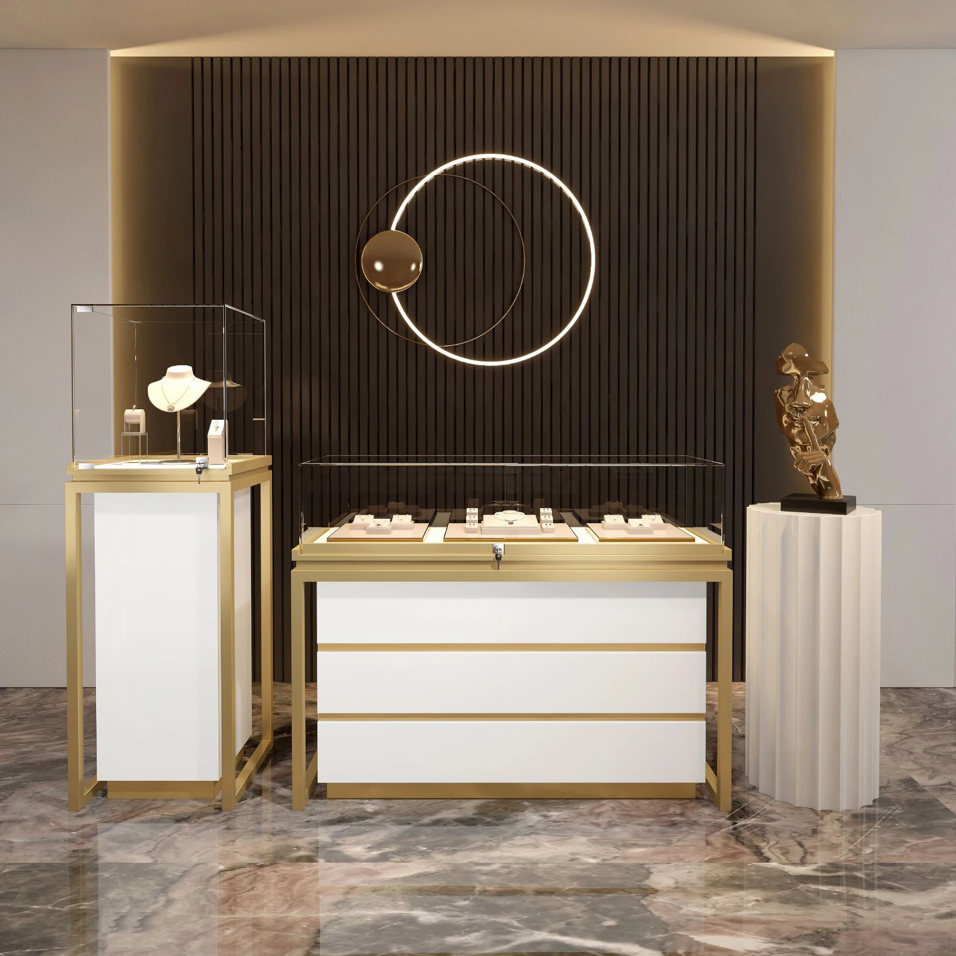 Modern Jewelry Glass Display Showcase Lockable Glass Showcase Display Cabinet