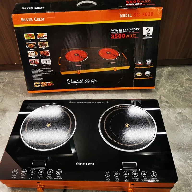 Factory Newest Design 220-240v One Induction And One Infrared Zone 2 Burners Cooktop