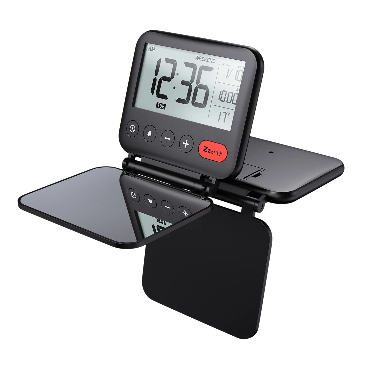 
Power saving mode LED bedroom mirror with digital clock travel alarm clock 