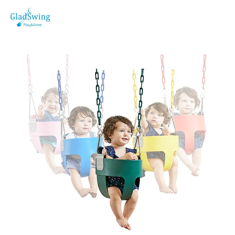 Outdoor Play Equipment Plastic Coated Chains Full Bucket Toddler Swing Baby Hanging Swing