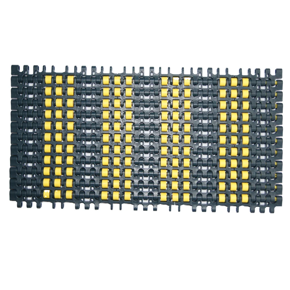 Plastic  Modular Belt with roller for low back-pressure applications