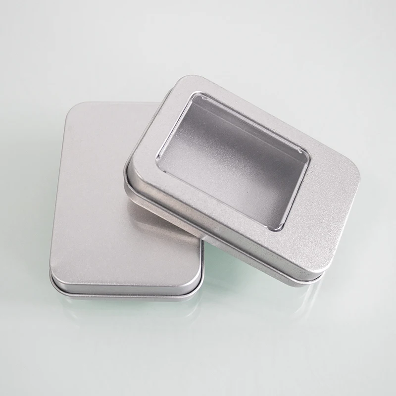 Food Grade Rectangle Cookie Tea Packaging Tin Case Clear Lid Metal Box Customized