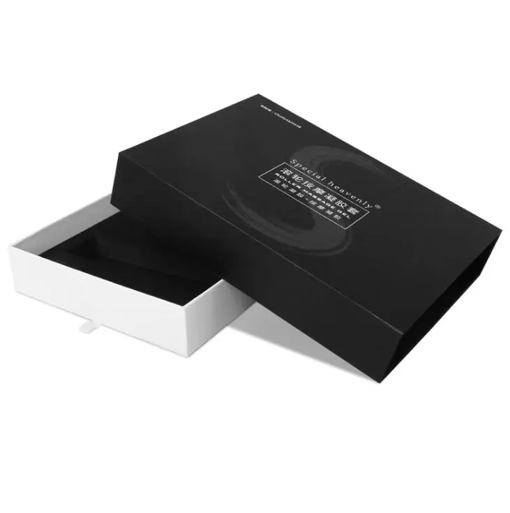 
Custom cardboard black and white color drawer boxes packaging paper drawer storage gift box with foam 